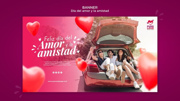 Plantilla de banner horizontal para la celebración del día de san valentín