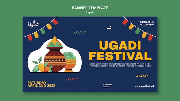 PSD gratuito plantilla de banner horizontal de celebración feliz ugadi