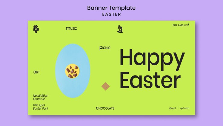 PSD gratuito plantilla de banner horizontal para celebración de pascua