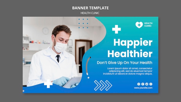 PSD gratuito plantilla de banner horizontal de clínica de salud