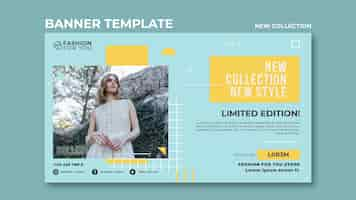 PSD gratuito plantilla de banner horizontal para colección de moda con mujer en la naturaleza