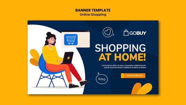 Plantilla de banner horizontal de compras en línea