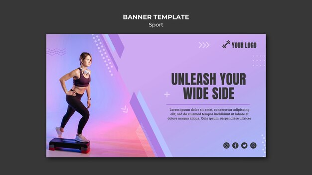 Plantilla de banner horizontal de concepto de deporte