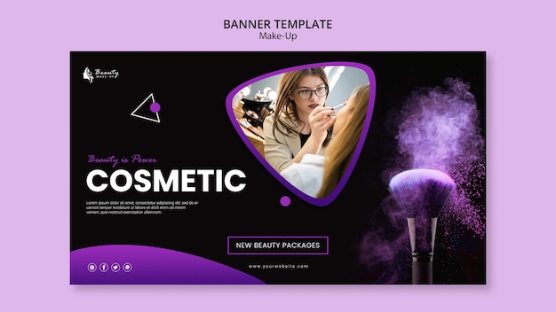 Plantilla de banner horizontal de concepto de maquillaje