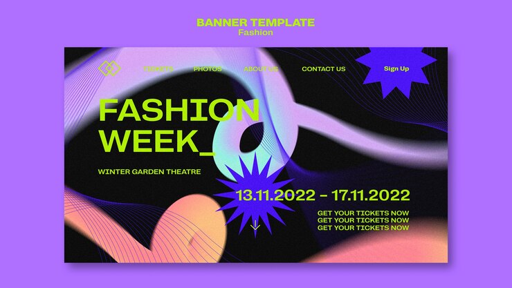 PSD gratuito plantilla de banner horizontal de concepto de moda degradada