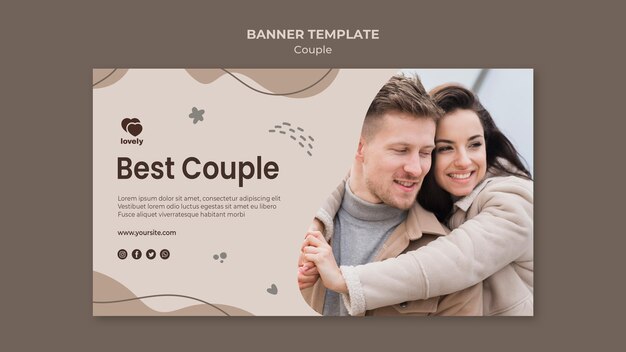 Plantilla de banner horizontal de concepto de pareja