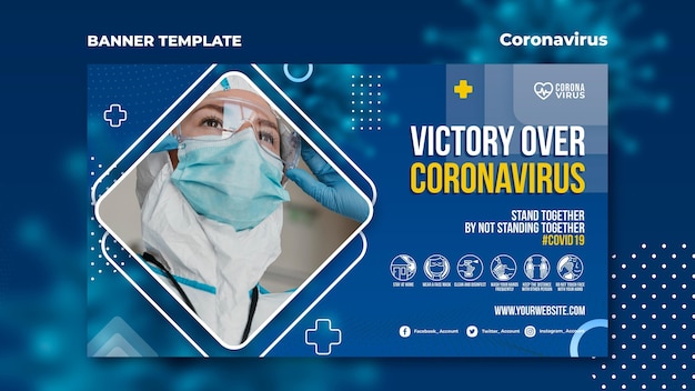 PSD gratuito plantilla de banner horizontal para concientización sobre el coronavirus