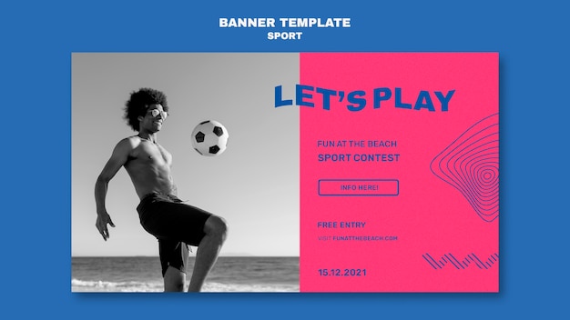 Plantilla de banner horizontal de concurso deportivo