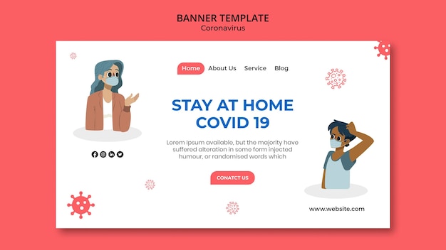 PSD gratuito plantilla de banner horizontal de coronavirus