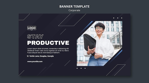 Plantilla de banner horizontal para corporación empresarial profesional
