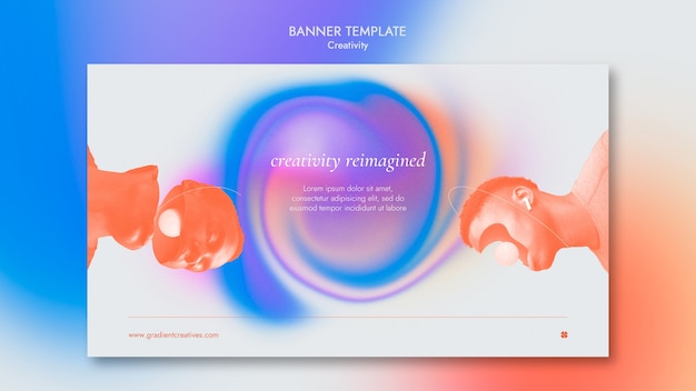 PSD gratuito plantilla de banner horizontal de creatividad con estilo degradado sutil