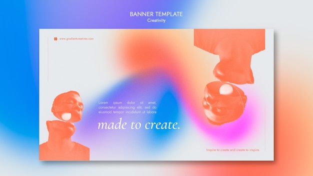 PSD gratuito plantilla de banner horizontal de creatividad con estilo degradado sutil