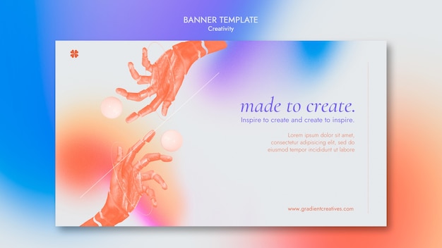 PSD gratuito plantilla de banner horizontal de creatividad con estilo degradado sutil