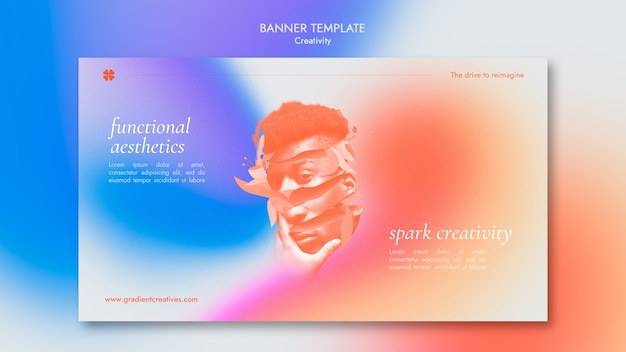 Plantilla de banner horizontal de creatividad con estilo degradado sutil