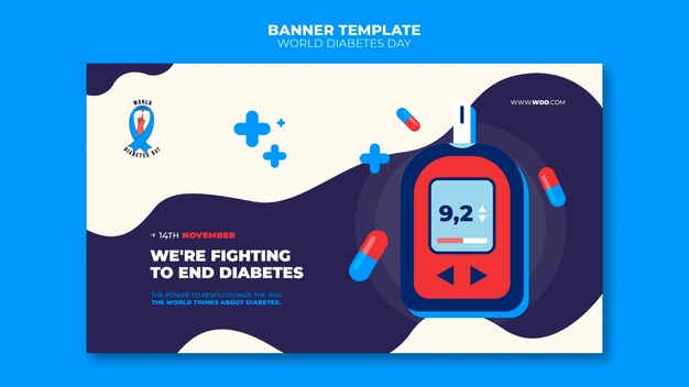 Plantilla de banner horizontal creativo del día mundial de la diabetes
