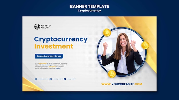 Plantilla de banner horizontal de criptomonedas