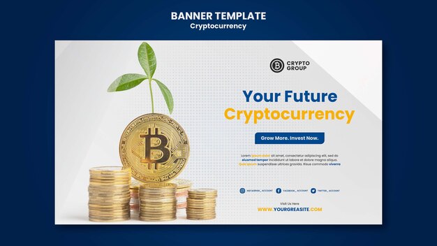 Plantilla de banner horizontal de criptomonedas
