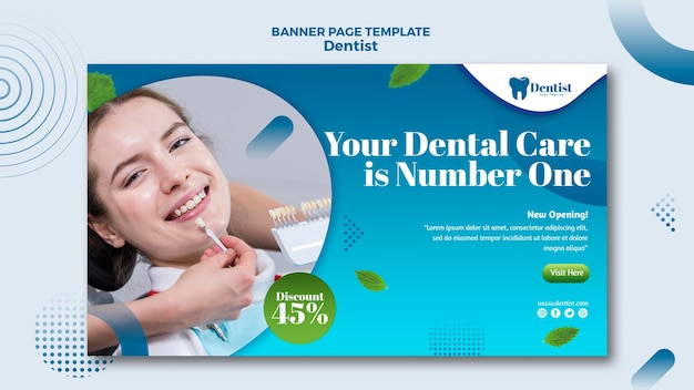 Plantilla de banner horizontal para cuidado dental