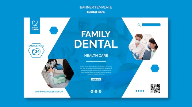 PSD gratuito plantilla de banner horizontal de cuidado dental