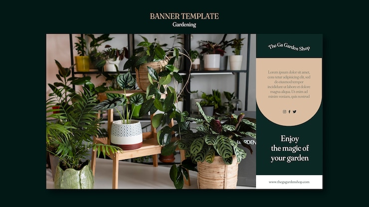 PSD gratuito plantilla de banner horizontal para el cultivo de plantas de interior.
