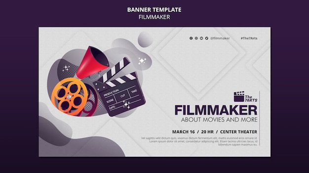 PSD gratuito plantilla de banner horizontal para cursos de cineastas con equipo