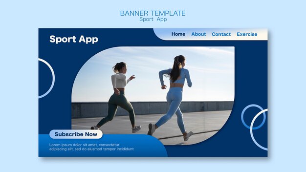 Plantilla de banner horizontal de deporte y entrenamiento