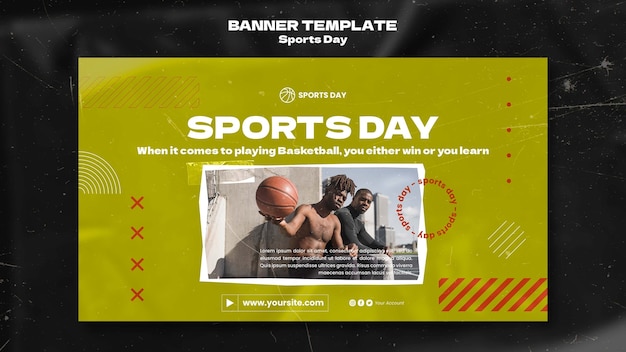 Plantilla de banner horizontal del día del deporte