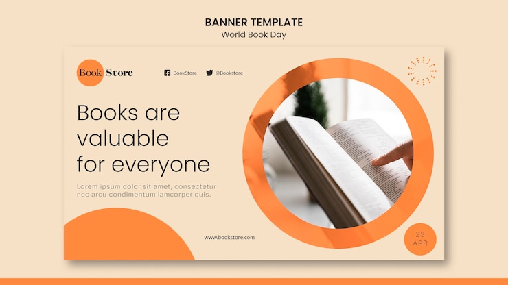 PSD gratuito plantilla de banner horizontal del día mundial del libro