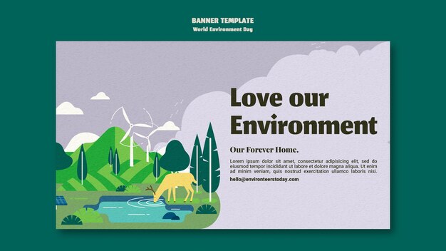 Plantilla de banner horizontal del día mundial del medio ambiente