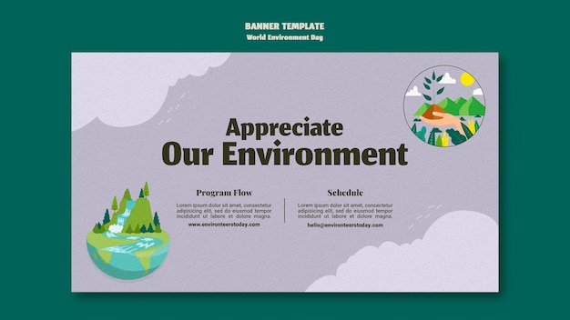 PSD gratuito plantilla de banner horizontal del día mundial del medio ambiente