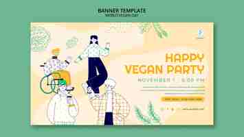 PSD gratuito plantilla de banner horizontal del día mundial vegano