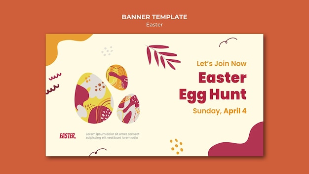 Plantilla de banner horizontal del día de pascua