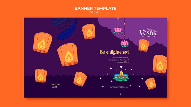 Plantilla de banner horizontal del día vesak