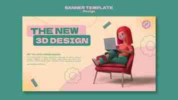 PSD gratuito plantilla de banner horizontal de diseño 3d