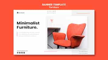 PSD gratuito plantilla de banner horizontal para diseños de muebles minimalistas.