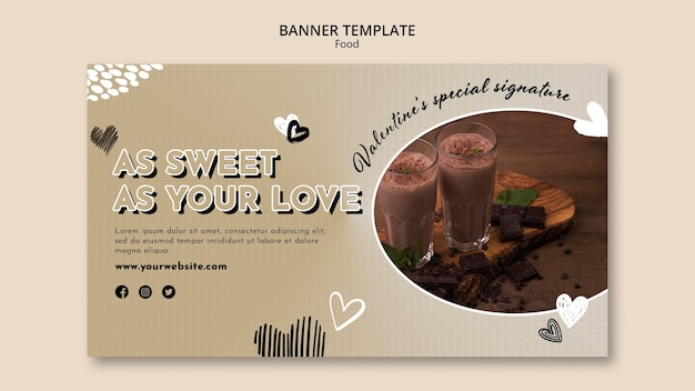 PSD gratuito plantilla de banner horizontal para dulces de chocolate.