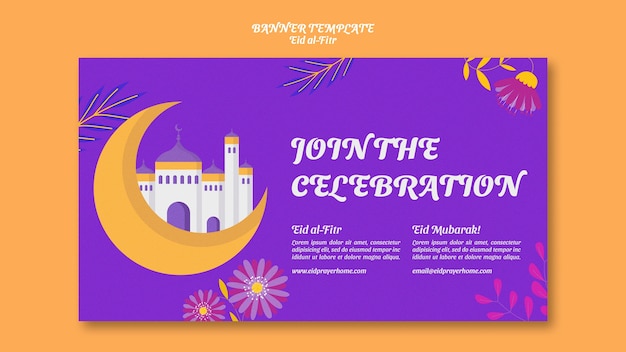 PSD gratuito plantilla de banner horizontal de eid al fitr