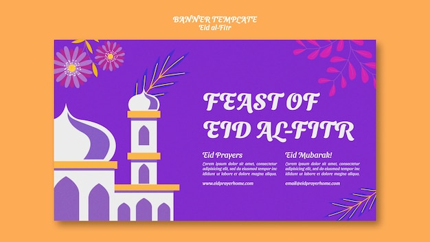 Plantilla de banner horizontal de eid al fitr