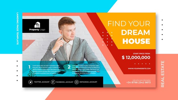 Plantilla de banner horizontal para empresa inmobiliaria