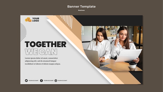 PSD gratuito plantilla de banner horizontal empresarial con foto