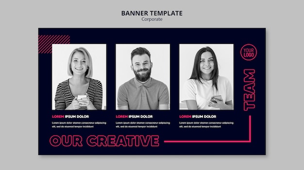 PSD gratuito plantilla de banner horizontal para equipo empresarial