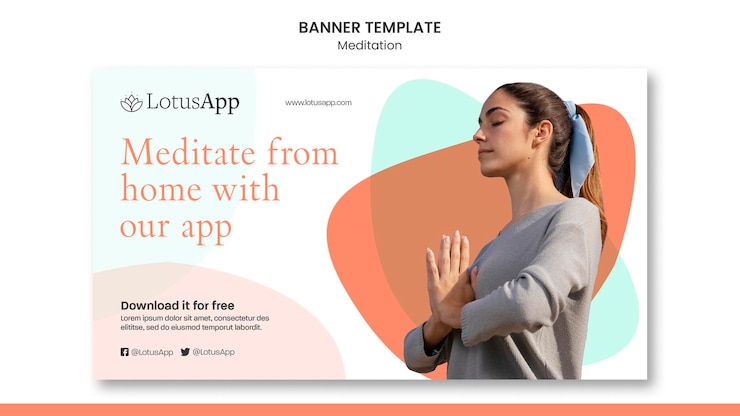 PSD gratuito plantilla de banner horizontal de estilo de vida de meditación