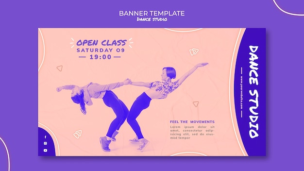 PSD gratuito plantilla de banner horizontal de estudio de danza