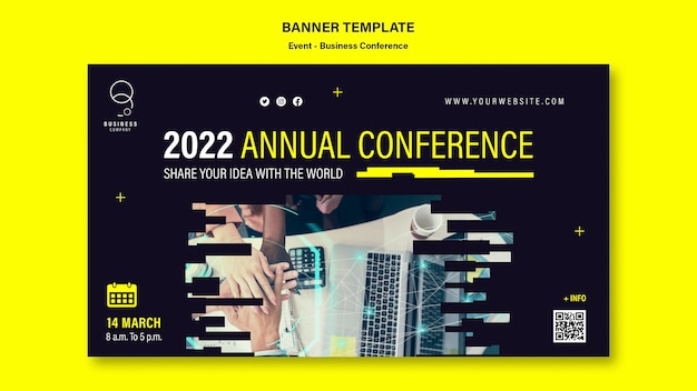 PSD gratuito plantilla de banner horizontal para evento de negocios profesional