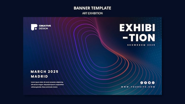 Plantilla de banner horizontal de exposición de arte