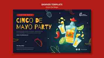 PSD gratuito plantilla de banner horizontal feliz cinco de mayo