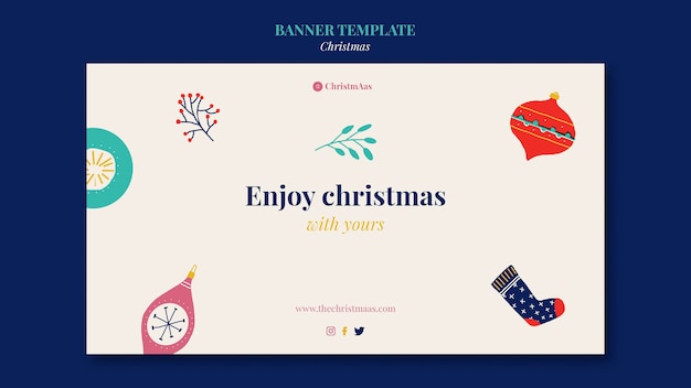 Plantilla de banner horizontal de feliz navidad