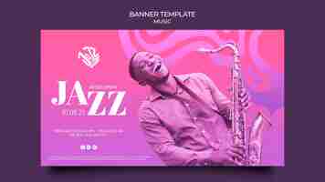 PSD gratuito plantilla de banner horizontal para festival y club de jazz