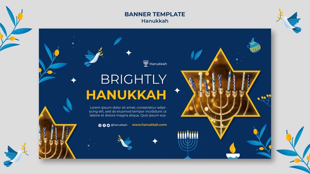 Plantilla de banner horizontal festivo de hanukkah