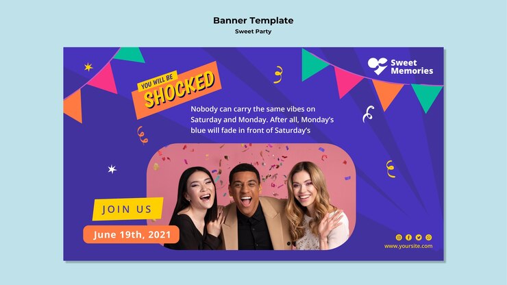 PSD gratuito plantilla de banner horizontal de fiesta de despedida